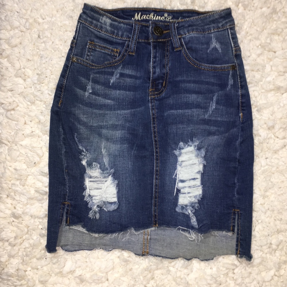 Machine Nouvelle Mode| Distressed Denim Skirt